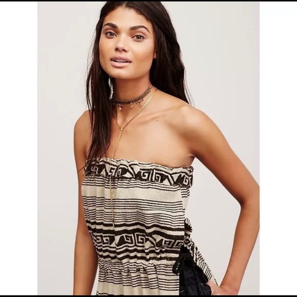 Free People New Romantics Woven Beach CoverUp Top Dress Elastic Halter Boho - Picture 3 of 8